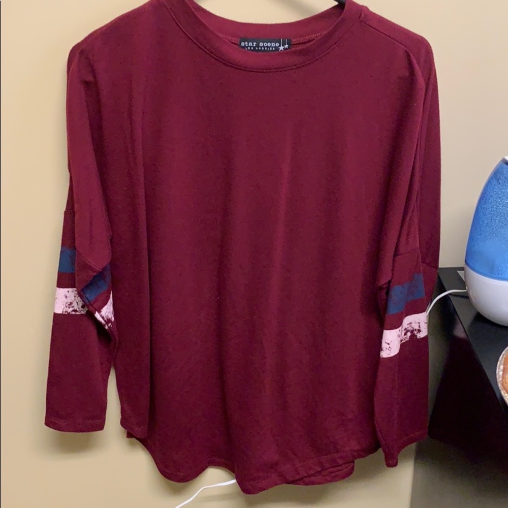 maroon oversized long sleeve shirt